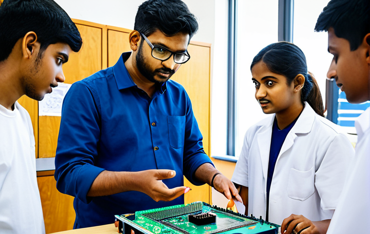 전자기기 자격증 준비 기간별 학습 계획 - A modest Bangladeshi student in appropriate attire, using simulation software on a computer to desig...