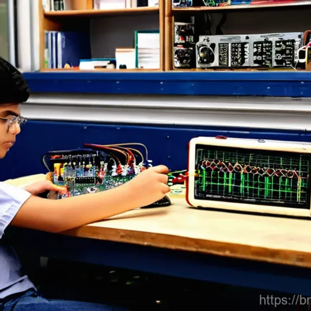 전자기기 실기 시험 준비 팁 - **Prompt 1: Focused Learning at an Electronics Workbench**
"A bright, clean image of a teenage s...