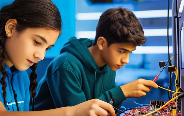 전자기기 실기 시험 준비 팁 - **Prompt 1: Focused Learning at an Electronics Workbench**
    "A bright, clean image of a teenage s...